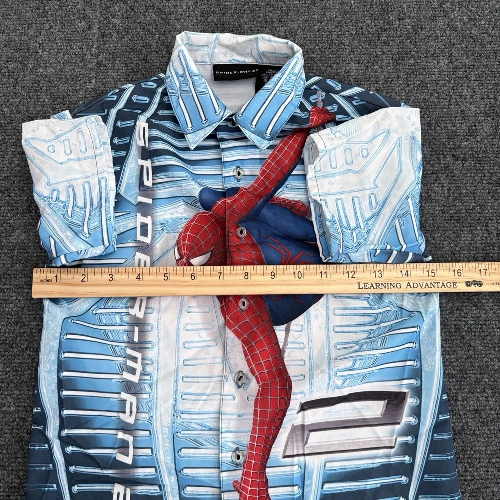 Vintage Y2K Marvel Spiderman 2 Movie Promo Sz 5-6 All Over Print Button Up Shirt
